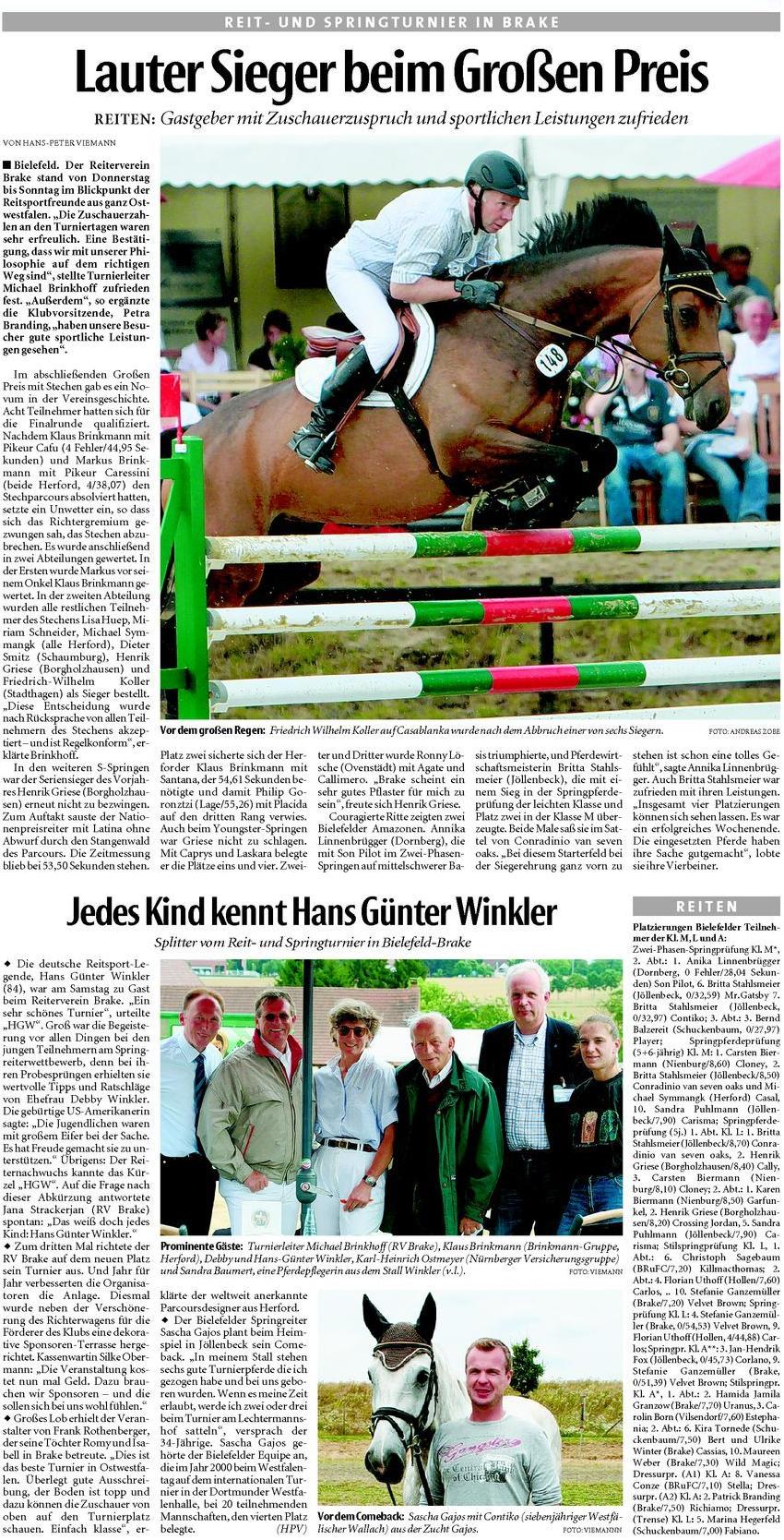 Lauter Sieger beim Gro�en Preis / Jedes Kind kennt Hans G�nter Winkler