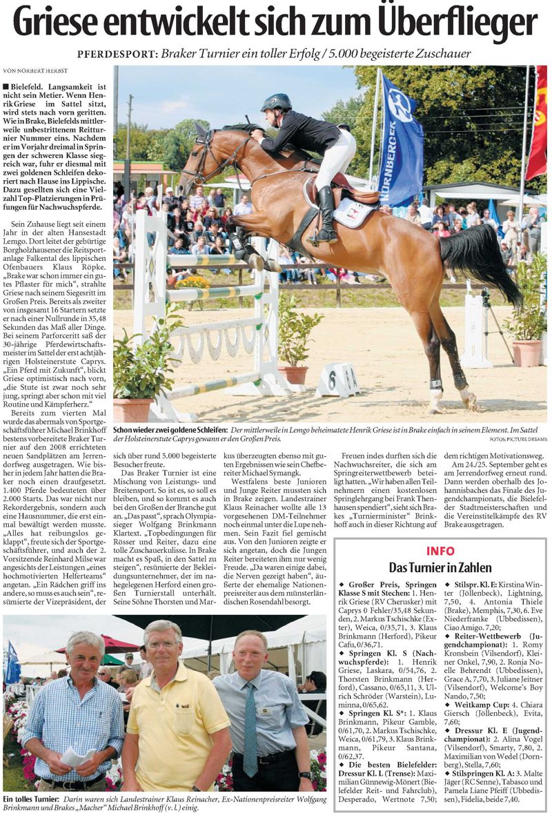 5000 Zuschauer beim Spring- und Dressurturnier des RV Brake